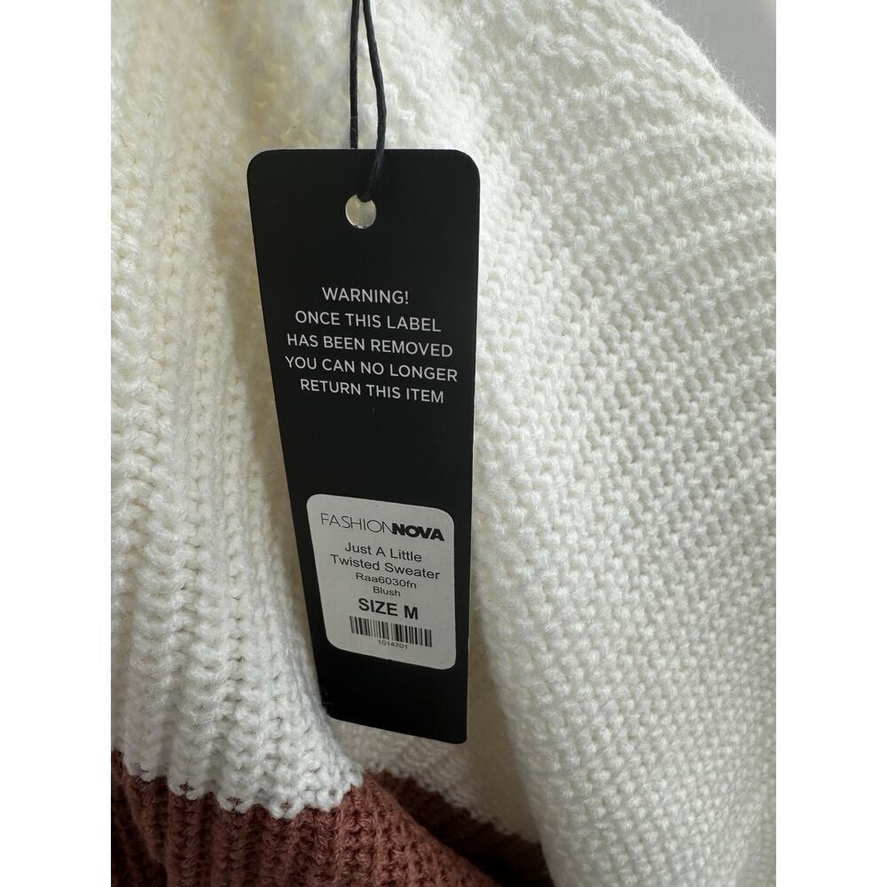 Fashion Nova Womens Twisted Sweater Blush Colorblock Crop Knit Size M NWT Boho - Picture 6 of 7